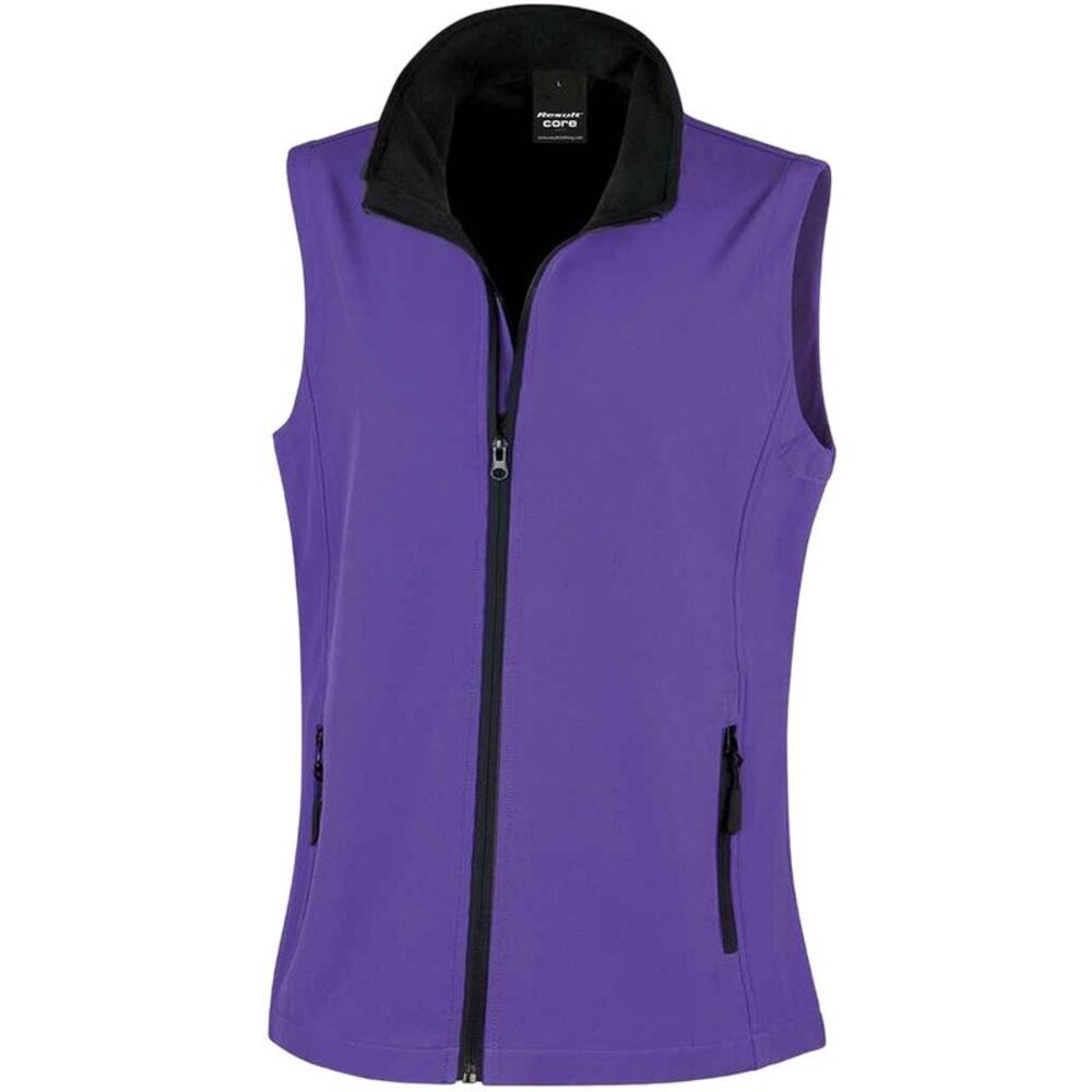 Result Womens/Ladies Core Printable Soft Shell Bodywarmer / Purple/Black
